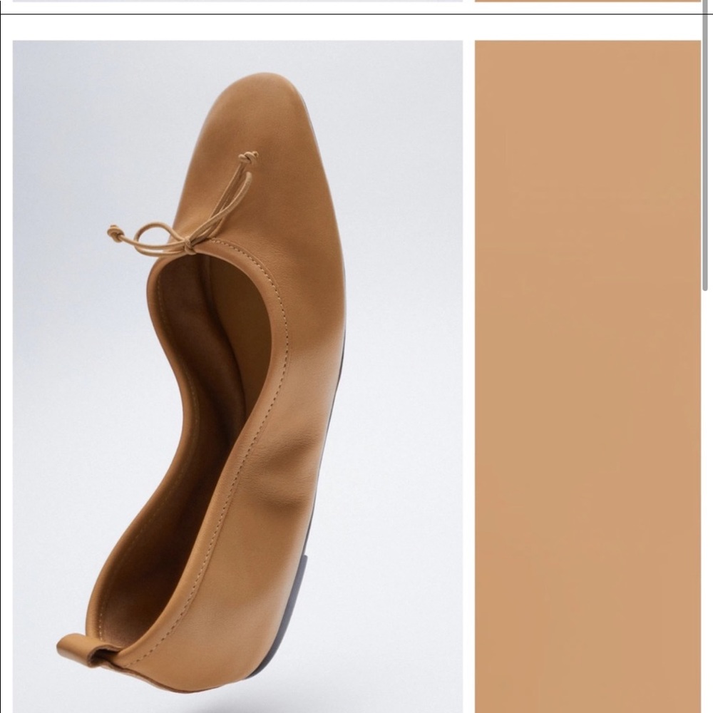 Zara Leather round toe ballet flat.